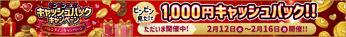 バレンタインキャッシュバックキャンペーン