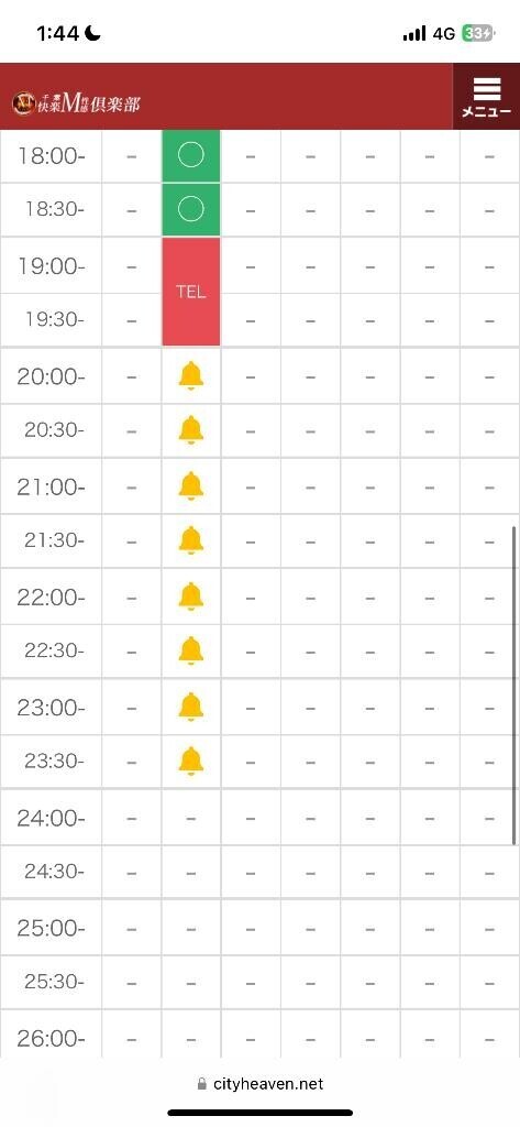 明日の予約状況です