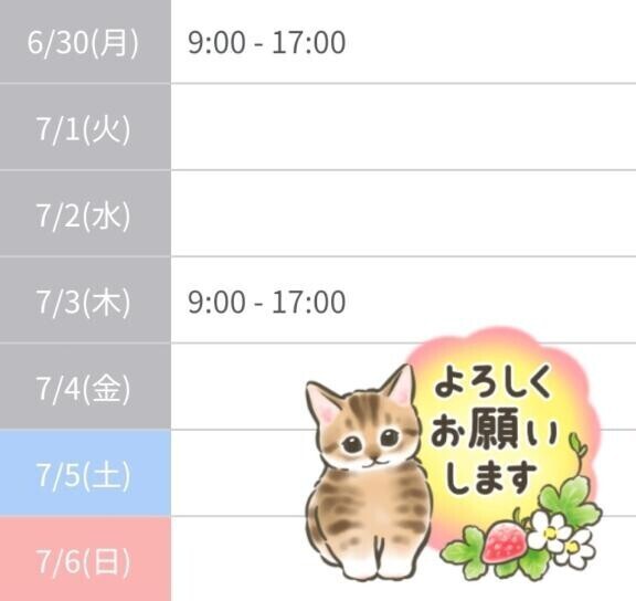 来週の予定