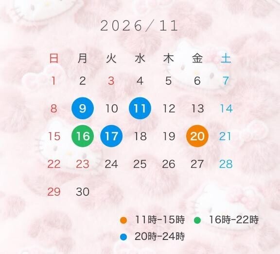 11月出勤予定????