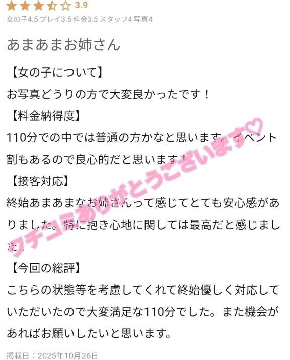 【お礼写メ日記】