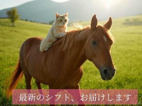 【最新スケジュール】本日はサラブレッドに乗った猫様。