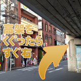 ガード（高架）下をくぐりましたらすぐ右に曲がると大原簿記専門学校が左手にあります。少し歩くと「スーパーホテル」がありますのでその角を左に曲がります。