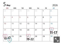 ５月の予定🗓️