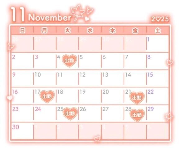 11月の予定‎🤍