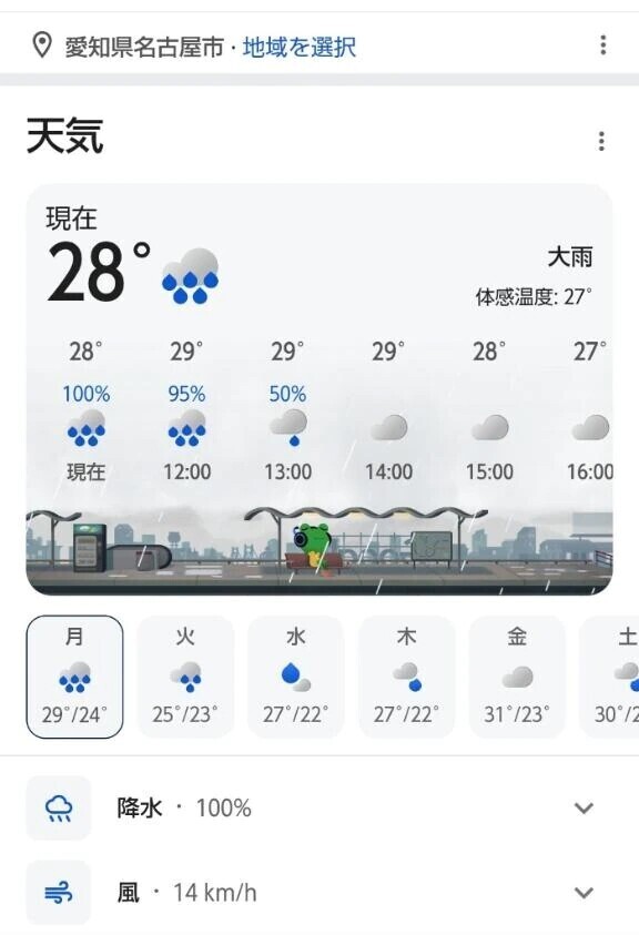 名古屋は雨が降って来た☔