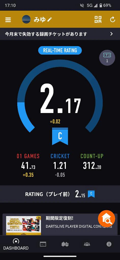昨日のダーツ🎯