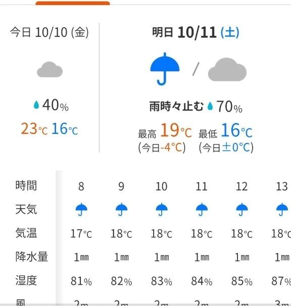 明日は雨☂️
