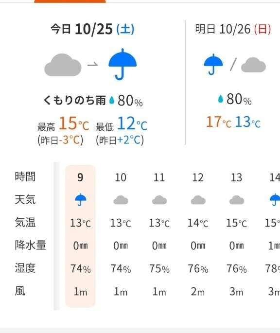 本日の天気☂️