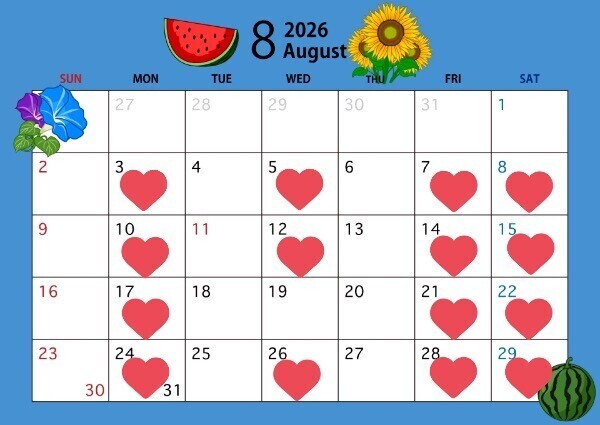 🌻8月のシフトです🌻