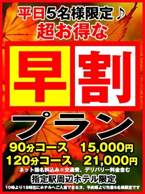 平日限定　衝撃価格の早割り！(20)