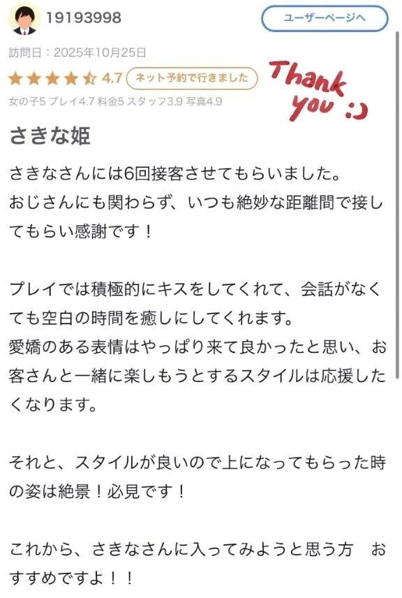 【お礼写メ日記】