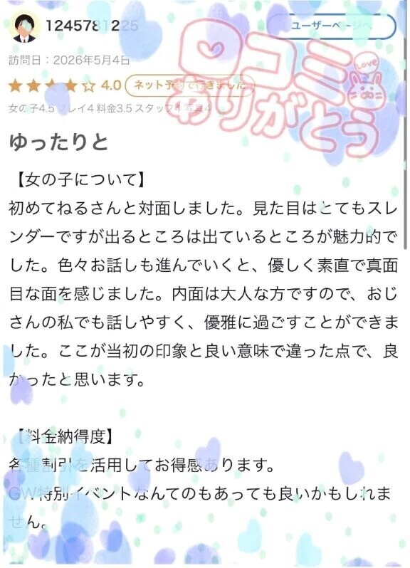 【お礼写メ日記】