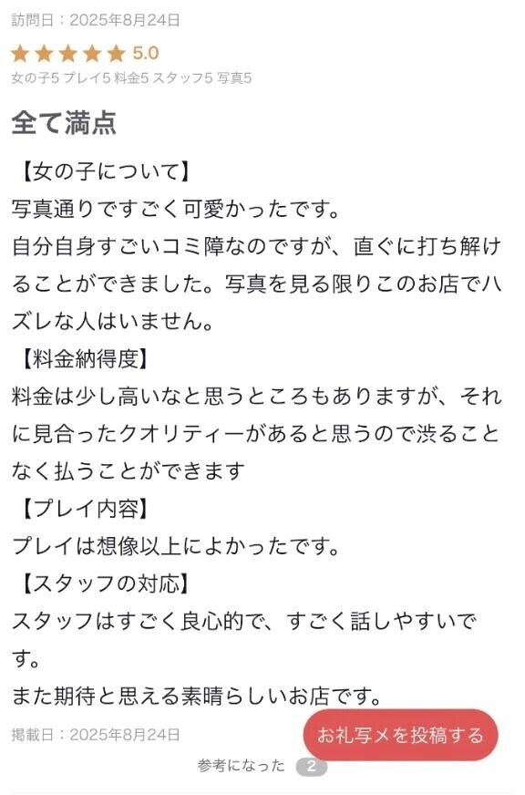 【お礼写メ日記】