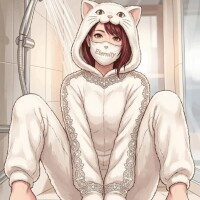 顔にまたがるにゃんこ?