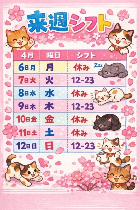 来週の出勤表?