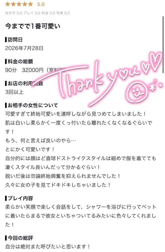 お礼写メ日記💌