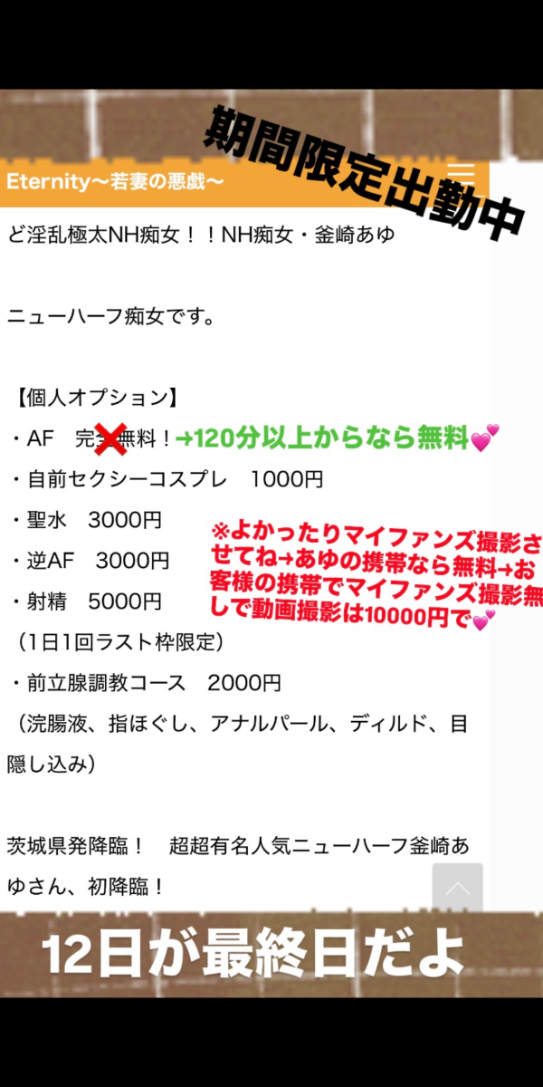 12日まで期間限定出勤中