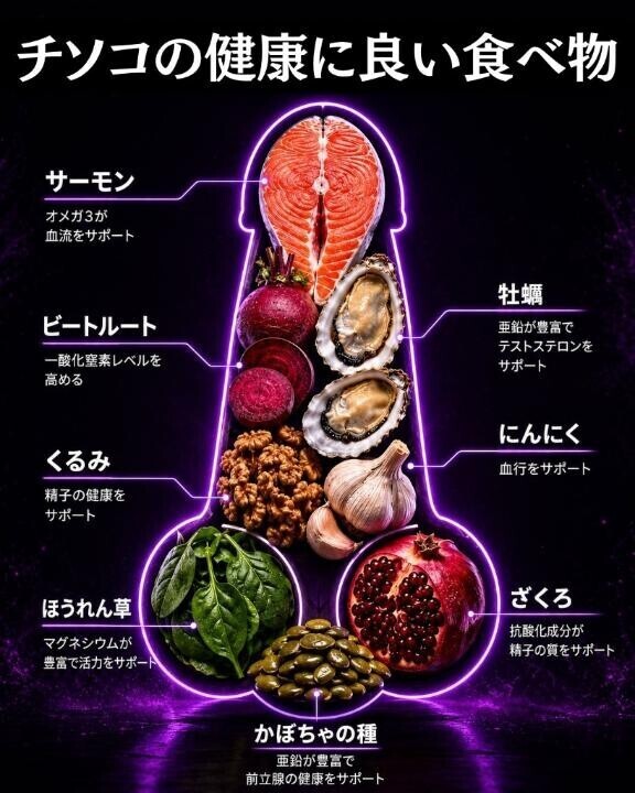 ち〇こにいい食べ物である(  -?ω-? )こちらを参考に