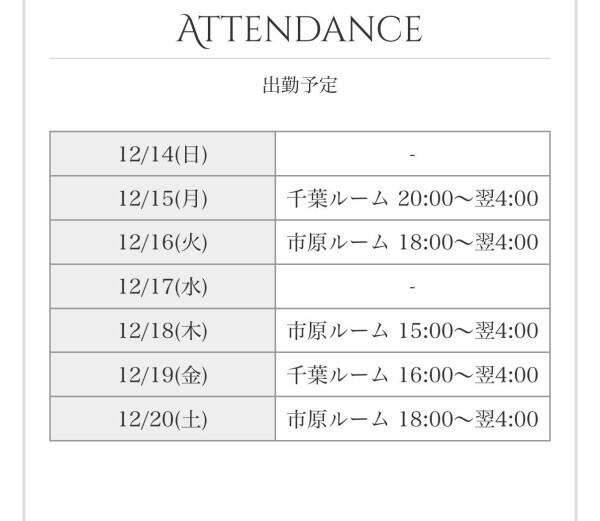 今週のシフトです