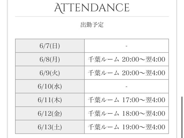 今週のシフトです