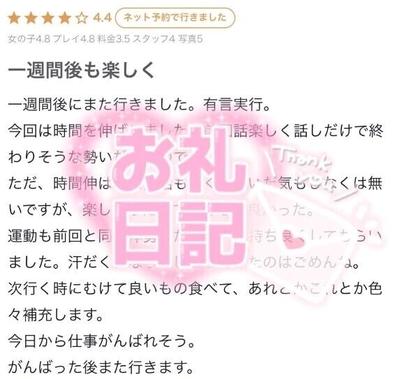 【お礼写メ日記】