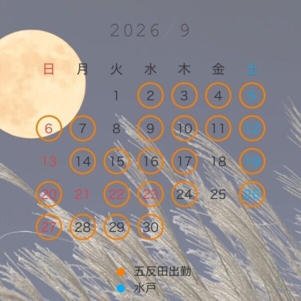 9月の予定載せ直しです🙇‍♀️
