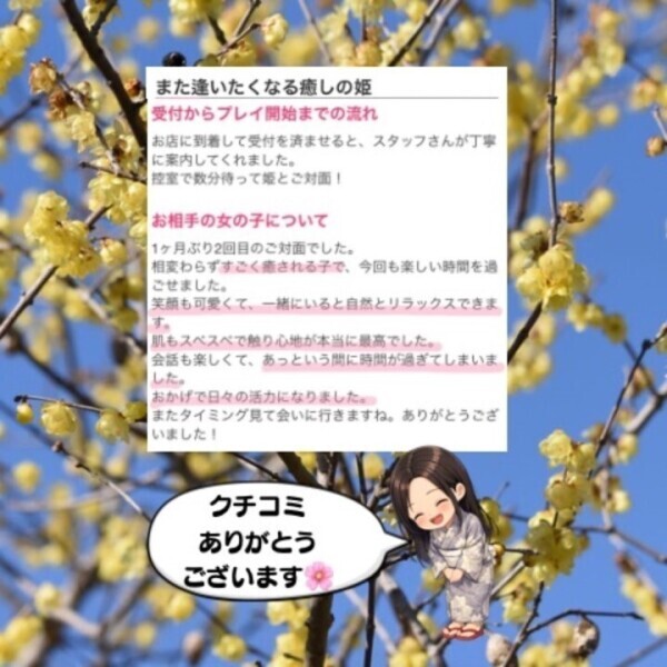 クチコミ投稿御礼🙇💕〜また逢いたくなる癒しの姫〜