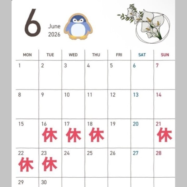 今月は26,27お休みです(｡-_-｡)