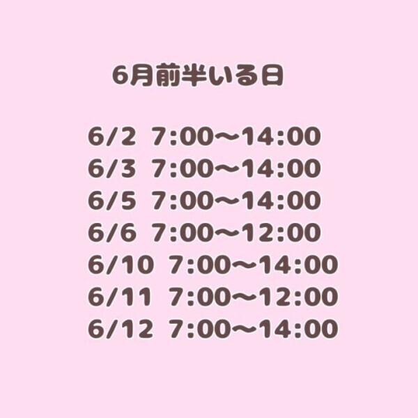 6月前半の予定