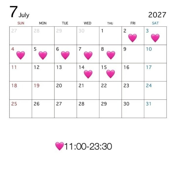 🌷7月前半シフト🌷