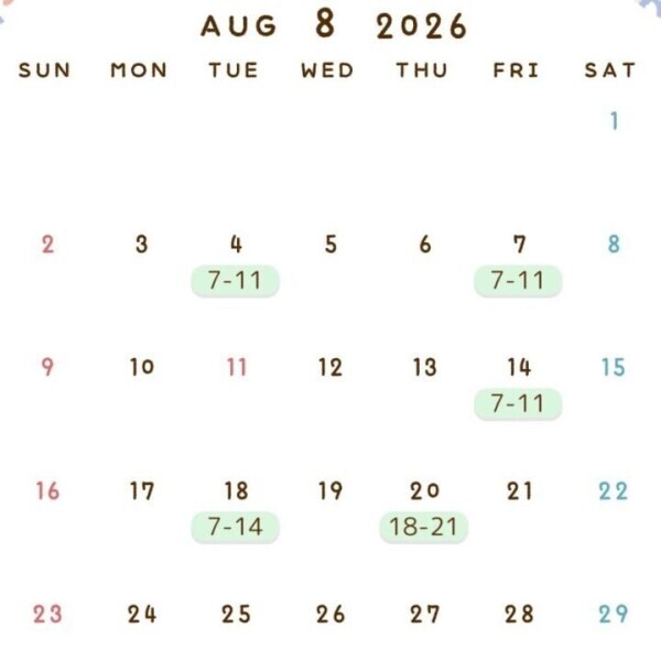 8がつ（＾_＾）