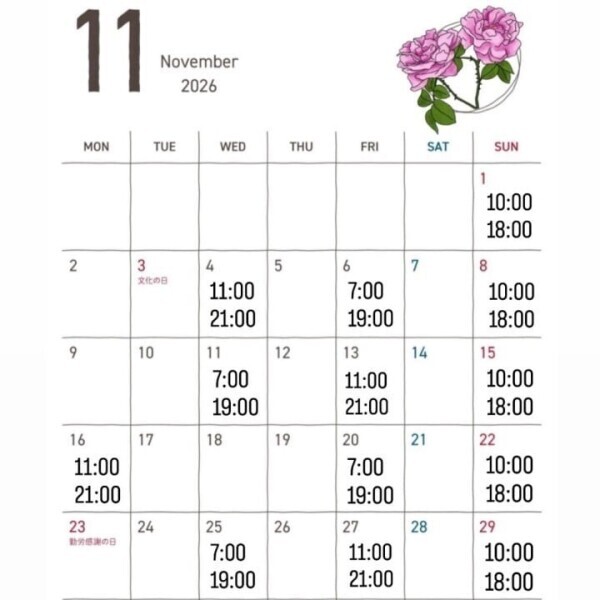 11月の予定🗓