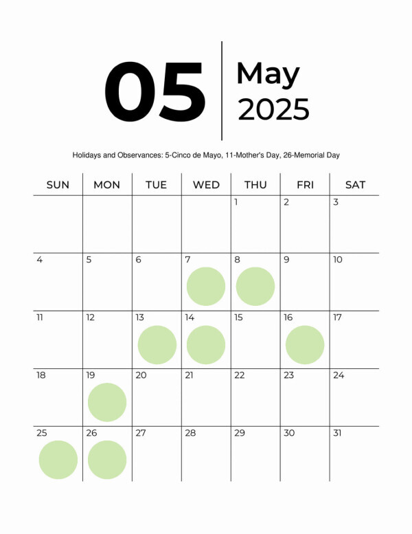 🍀5月の予定🍀