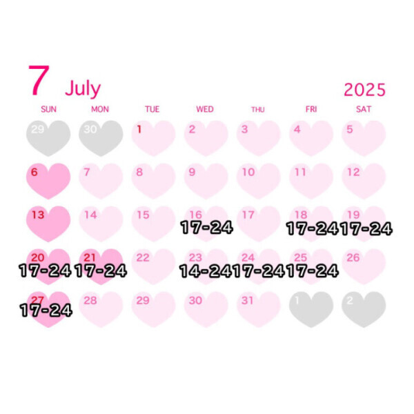 🎐7月後半シフト🎐