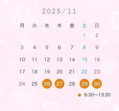 １１月の予定.｡.:*♡