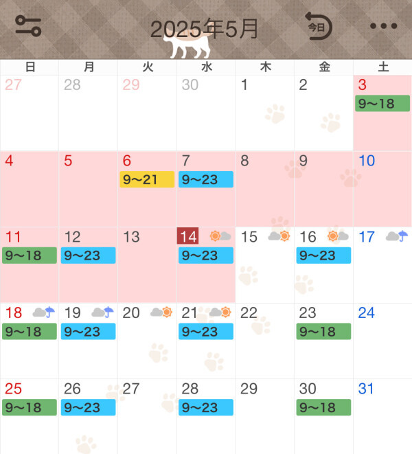5月予定🗓