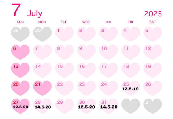 7月の出勤予定です♡