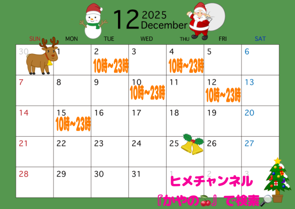 12月の出勤表🎅🏻🎄.*