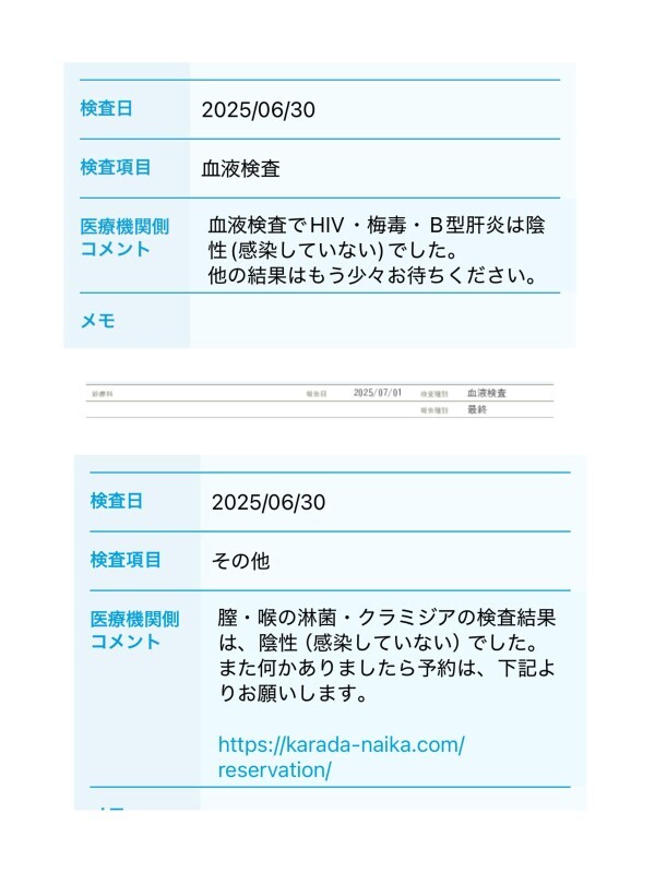 ★性病検査結果★