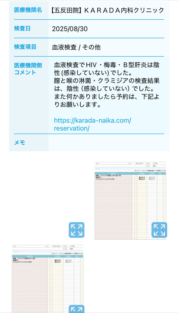 性病検査結果