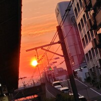 駅から見える夕陽