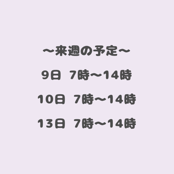 ?来週の予定?