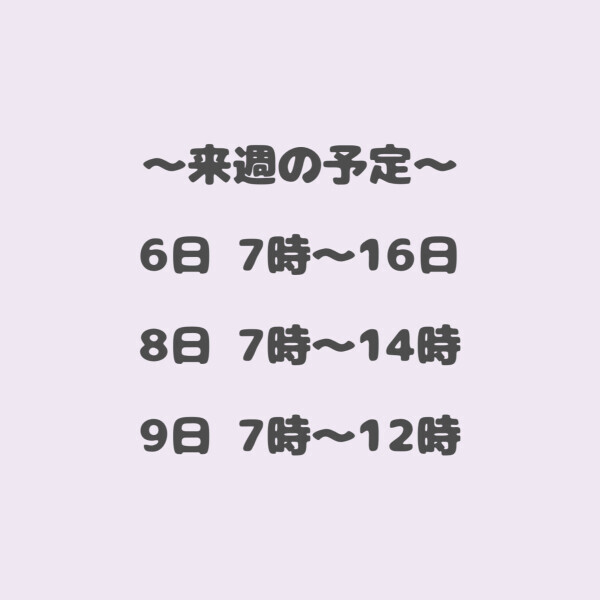 ?来週の予定?