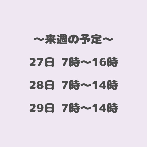 ?来週の予定?