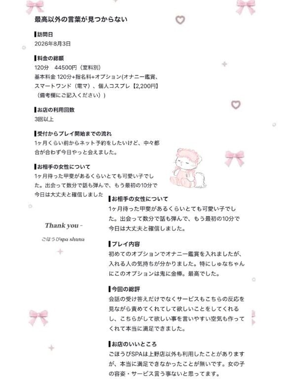 【お礼写メ日記】