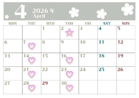 【お知らせ】4月出勤予定🌸