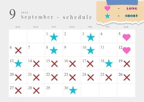 🍁9月の出勤予定一覧🍂