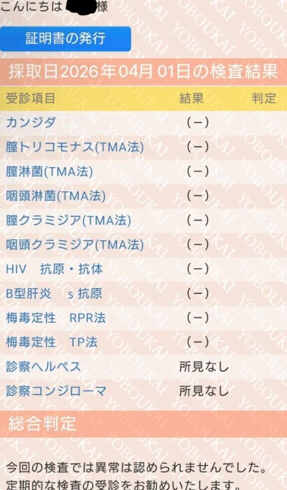 4月検査結果
