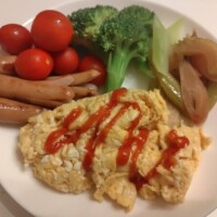 朝ごはんみたいな夕飯……を食べる北岡